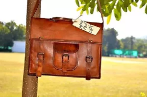 Braune Herren-Kuriertasche aus echtem Vintage-Leder Schultertasche Laptoplede... - Bild 1 von 6