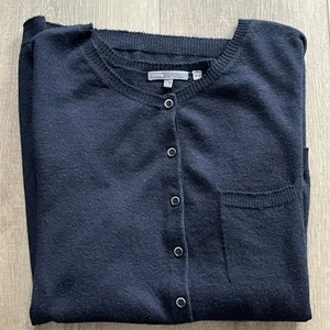 Vince 100% Cashmere Large Black Lightweight 1/4 Button Cardigan Pullover Soft - Picture 1 of 7