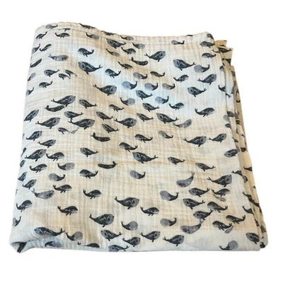 Pottery Barn Kids Jack Organic Gran Tamaño Muselina Bebé Manta Ballenas En muy buena condición 47x47” Foto 1 de 4