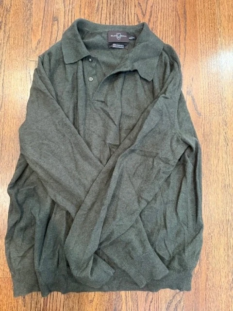 Suéter Negro y Marrón Para Hombre 100% Cachemira Cuello Verde Talla Grande Foto 1 de 2