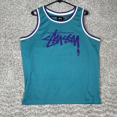 Stussy Basketball Jersey Shirt Men’s Medium Teal Purple Streetwear Tee Mesh - Image 1 of 4