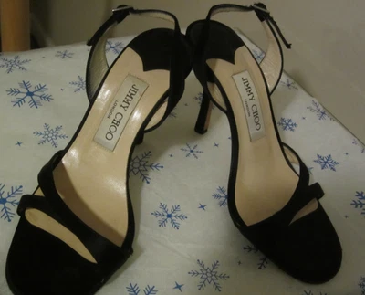 JIMMY CHOO 黑色露跟高跟鞋 - 银色扣带鞋 36.5 码 — 第 1/4 张图片