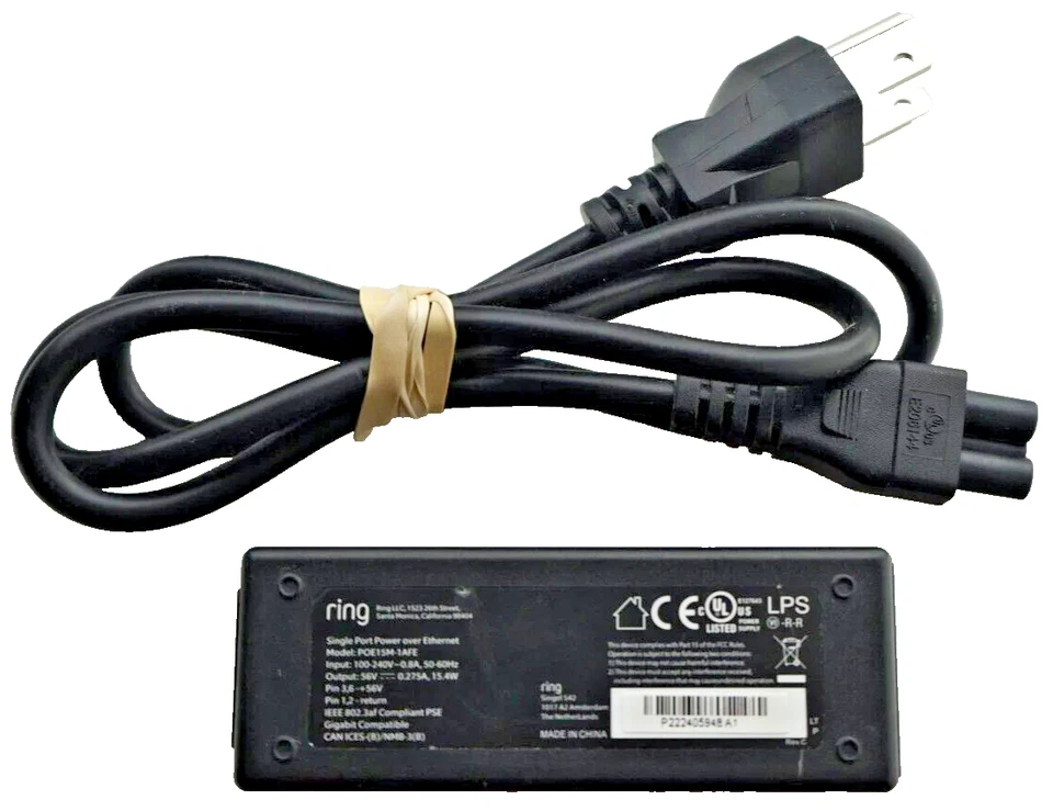 Ring PoE Injector Adapter | 802.3af Compliant | POE 15M-1AFE | 56V | 15.4W - Image 1 of 1