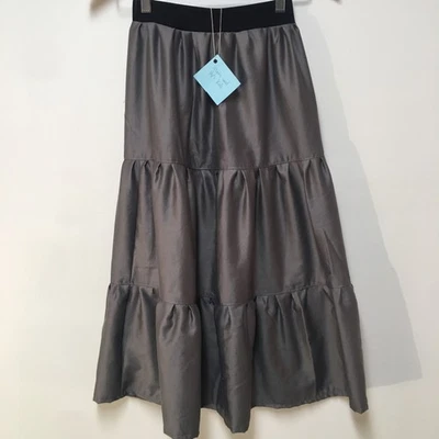 Skirt Girls 10/12 100% Cotton Gray Ruffle Tier Boho Maxi Mom and Pop's Kids - Image 1 of 4