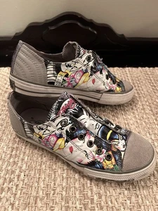 Ed Hardy Colorful Tattoo Slip On Sneakers Women Sz 5 Shoes Low Tops Y2K Grunge - Picture 1 of 10