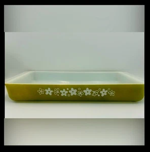Vintage Pyrex Crazy Daisy Spring Blossom Green Lasagna Casserole Pan 15"x 9"x 2" - Picture 1 of 9