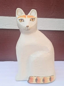Vintage Hand Painted Large Folk Art Cat Paper Mache 15" Tall Figurine - Picture 1 of 5