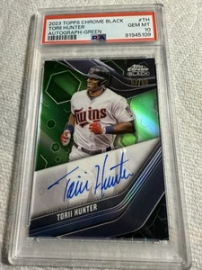2023 Topps Chrome Black Torii Hunter #TH Auto Green Refractor 57/99 PSA 10 - Picture 1 of 2