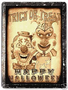 CLOWN HALLOWEEN BLECHSCHILD Grusel FILMREQUISITE LUSTIG Vintage Stil Wanddeko 063 - Bild 1 von 2