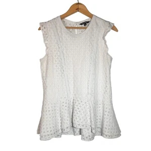 Banana Republic White Eyelet Lace Peplum Top MEDIUM - Picture 1 of 4