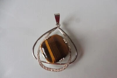 Bel Vecchio Pendente, Argento 835 Con Bella Pietra: Occhio Di Tigre - Immagine 1 di 3