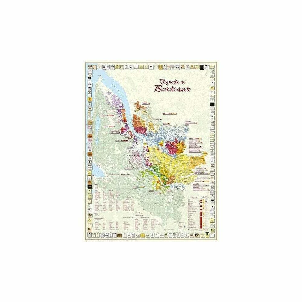Bordeaux Vineyards and Wines Wall / Poster Map  Foto 1 de 1