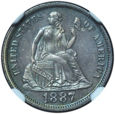 1887 Seated Liberty Dime PF66 NGC - Toned Gem Proof! - Image 1 of 4