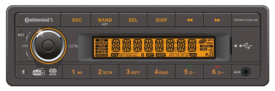 Continental 12V Autoradio AM/FM RDS USB MP3 mit DAB+ TRD7412UB-OR / TRDW312UB-OR - Bild 1 von 1