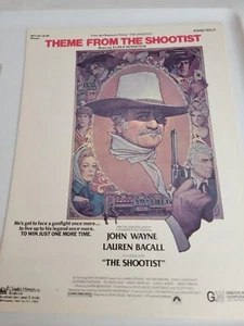 Sheet Music THEME FROM THE SHOOTIST PIANO SOLO, JOHN WAYNE, BACALL, 1976, Mint - Picture 1 of 9