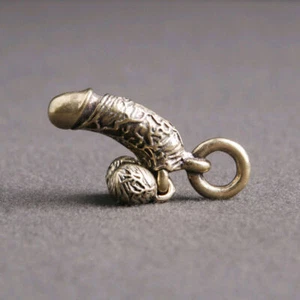Car Accessories Funny Brass Male Penis Pendant Simulation Chick Keychain Keyfob - Picture 1 of 12