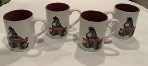 Disney Eeyore Coffee Mug Set 3D Design White Exterior Purple Interior Set of 4 - Picture 1 of 6