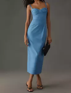 Abito midi Reformation Stormi cotone blu cielo taglia 4 - Foto 1 di 12