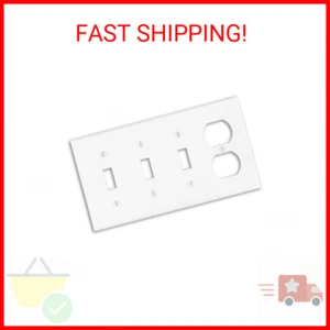 Leviton P38-W 4-Gang 3-Toggle 1-Duplex Device Combination Wallplate, Standard Si - Picture 1 of 1