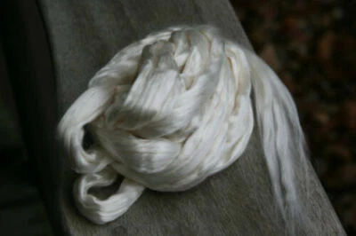 Bleached White Tussah Silk Roving Fiber Spinning 8 Pounds Eight lb lbs - Image 1 of 4