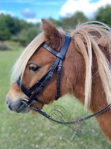 MINI SHETLAND HUNTER BRIDLE BLACK OR BROWN RUBBER REINS *FREE POSTAGE* - Picture 1 of 3