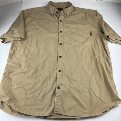 WOLVERINE Gear Sport Mens Khaki Beige Button Up Short Sleeve Shirt Heavy 2XL XXL - Image 1 of 4
