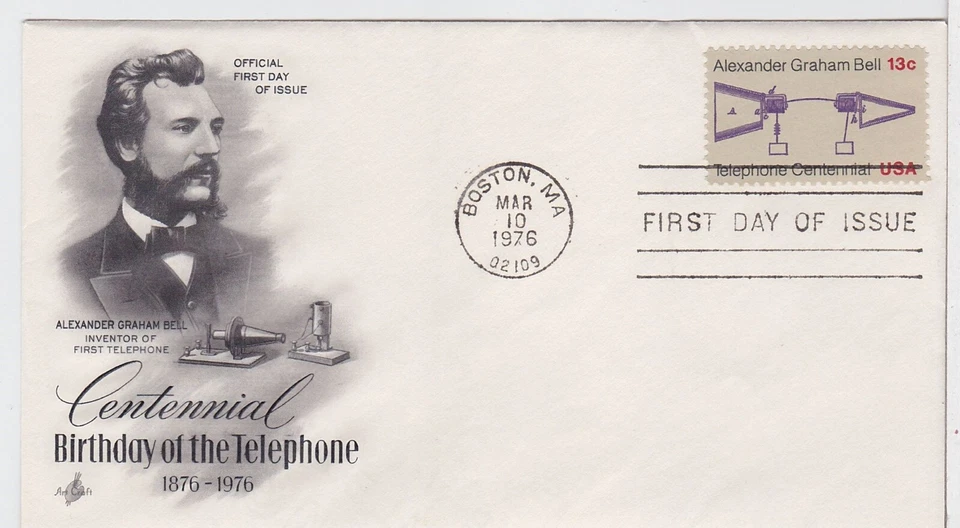 TurtlesTradingPost- Alexander Graham Bell- Telephone 1976 #1683 FDC - Artcraft - Image 1 of 1