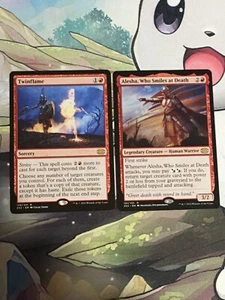 C6109 MAGIC MTG DOUBLE MASTERS TWINFLAME, ALESHA, WHO SMILES AT DEATH DMG RARE - Picture 1 of 22