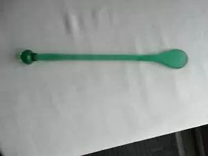 Vintage grün Glas 11 1/4 Zoll Rührlöffel mit Knopf am Ende sehr guter Zustand - Bild 1 von 9