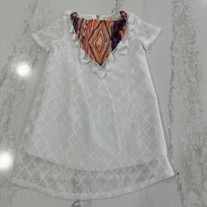 GB Girls Dress Girls Size 6 White with tassels boho lined lace lightweight - Picture 1 of 5