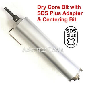 Broca de núcleo de diamante seco de 3" para concreto con adaptador SDS Plus y broca piloto - Imagen 1 de 6