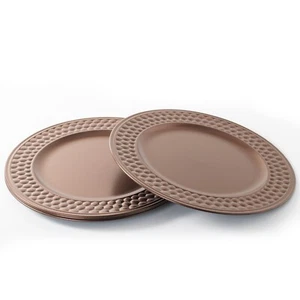 Set of 4 Copper Charger Plates Modern Honeycomb Design Rim 33cm Round Plates - Picture 1 of 4