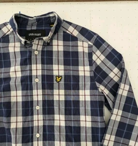Lyle & Scott Men's Blue Checked Shirt Size Small Pure Cotton ~ VGC - Picture 1 of 9