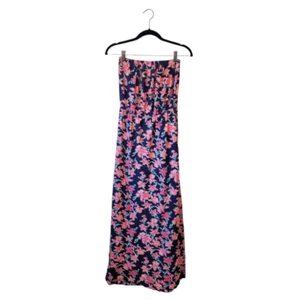Lily Pulitzer Maxikleid dunkelblau Blumen Marissa trägerlos Größe S - Bild 1 von 5