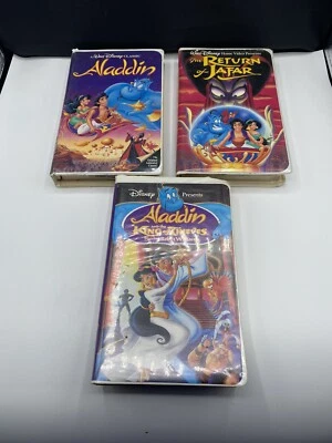 Walt Disney Aladdin Lot of 3 VHS Tapes, Aladdin Return of Jafar, King of Thieves - Image 1 of 4