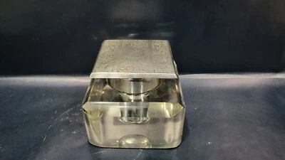 Tapa y vidrio antiguos para tintero de plata de ley de William B. Kerr Foto 1 de 4