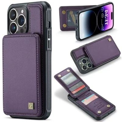 Shockproof Leather Case For iPhone 16 Pro Max 15 14 13 Card Wallet Holder Cover - Image 1 of 4