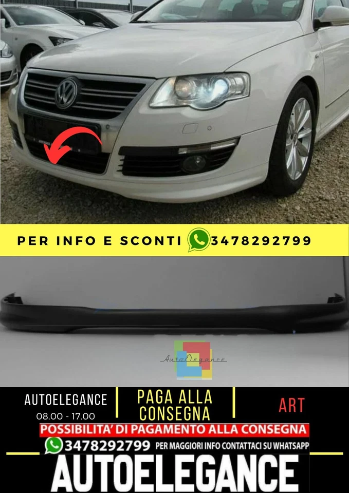 💎Spoiler anteriore per VW PASSAT B6 3C 2005-2010 ABS Plastic - Imagen 1 de 4