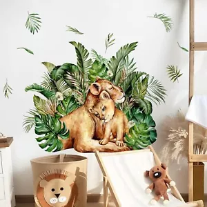 Supzone Jungle Animal Leopard Wall Decals Tropical Leaves Multi-colored - Picture 1 of 7