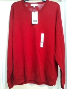 Men Turnbury Red 100% EF Merino Wool V-Neck Longsleeve Sweater (XL)-- Brand New! - Picture 1 of 1