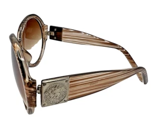 Vintage Retro Striped Honey Color Oversized Classic Tinted Sunglasses - Picture 1 of 11