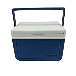 Vintage Coleman kleine blau/weiße Kühlbox Modell 5205 Brotdose Jagd Angeln USA - Bild 1 von 13