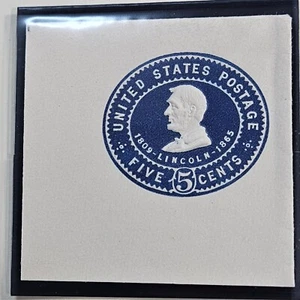 US Cut Square Sc U393, 5c blue on white, Mint CV$15.00 (504CS24) - Picture 1 of 1
