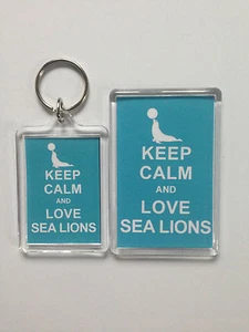 KEEP CALM AND LOVE SEA LIONS Keyring or Fridge Magnet GIFT PRESENT IDEA - Picture 1 of 3