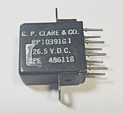 (1) C.P. CLARE RELAY RP10391G1 SPE 486118, 26.5V 2 pole double throw - Image 1 of 4
