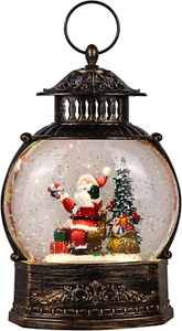 Christmas Singing Snow Globe Lantern Battery Operated USB Powered Lighted Water - Picture 1 of 7