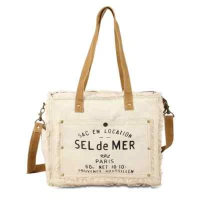 Crossbody bag for women and men leather upcycled canvas shoulder bag tote boho h - Image 1 of 4