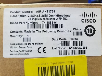 Cisco AIR-ANT1728 2.4GHz 5.2dBi Omni directional antenna - Image 1 of 3