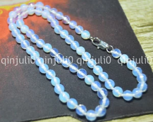 Handmade 6mm Natural Moonstone Faceted Round Beads Necklace 18'' JN750 - Picture 1 of 6