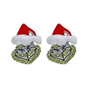NEU Grinch Strass Pfosten Ohrringe Grinchmas - Bild 1 von 8